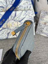 VERTICAL LONG ZIP WALLET 20 IN BABY BLUE QUILTED ALLOVER CALFSKIN